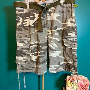 Steve’s Jeans Gray Cargo Shorts with Drawstring Details